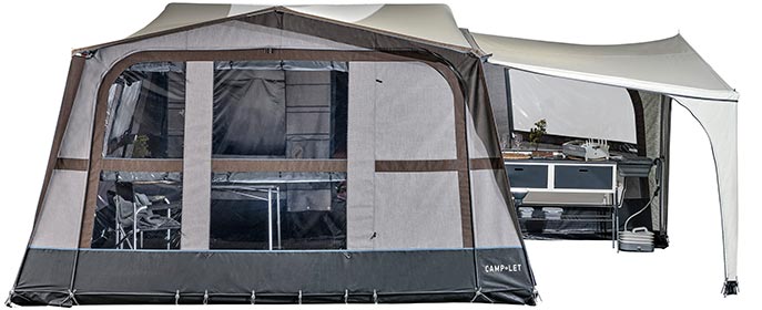 sotorska prikolica Camp let Earth 2024 kuhinjska tenda 2